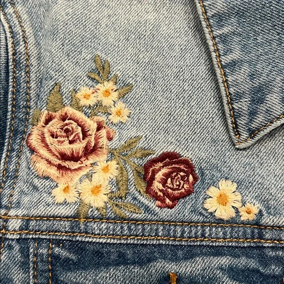 Driftwood Mesa Rosa Stretch Denim Jacket Embroidered Size XS - Picture 6 of 14